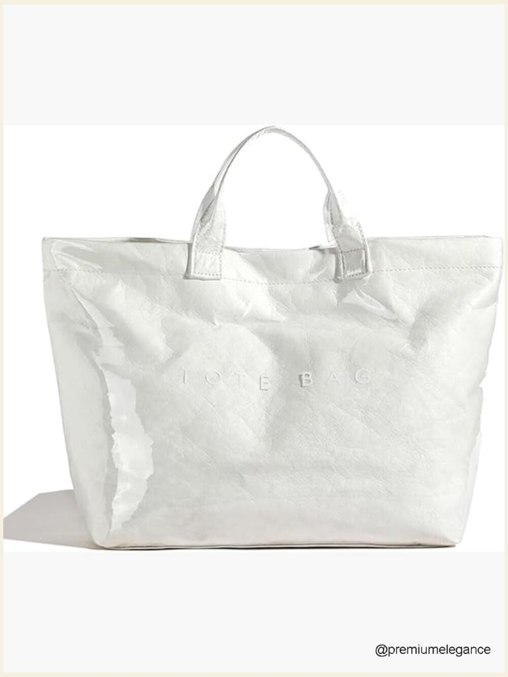 Large PVC Tote Bag with Letter Print Kraft Paper Tote Top Handle Bag for Women